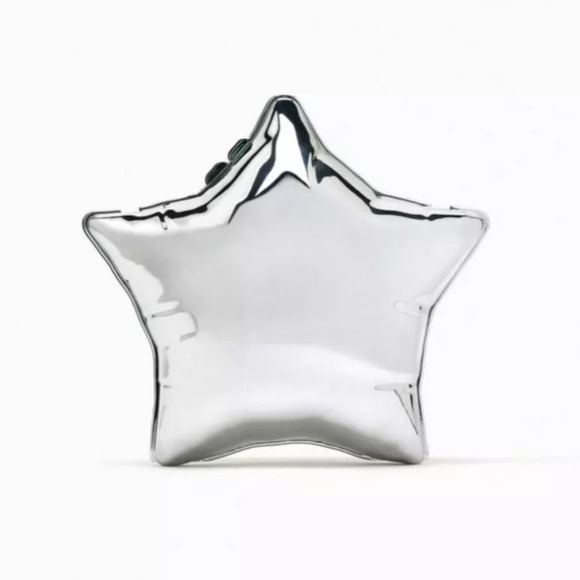 NWT ZARA METALLIC SILVER BALLOON STAR SHAPED BOX CROSSBODY PURSE - Picture 2 of 7